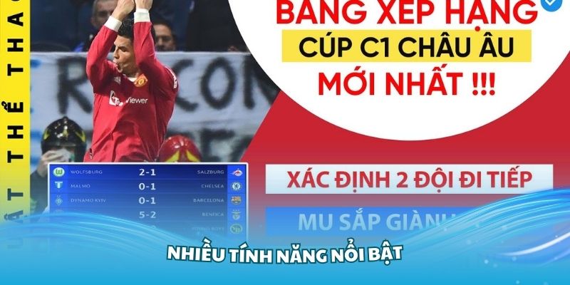 Nhiều tính năng nổi bật trong chuyên mục bảng xếp hạng